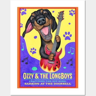 funny cute dog rocking doxie guitar dachshund mom dad gift Posters and Art